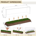 Hole in One Golf Ball Display Case Golf Ball Display Case Holder for 5 Golf Balls Wanult Wood Base Acrylic Golf Ball Holder Stand Lifelike Turf Wood Tee Memorabilia Showcase Cube Box Stand Gift Decor