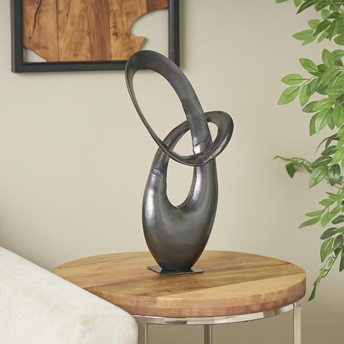 Deco 79 Aluminum Metal Abstract Decorative Sculpture Home Decor Statue, Accent Figurine 9" x 6" x 17", Dark Gray - color: Dark Gray, size: 9" x 6" x 17"