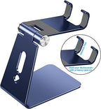 OMOTON Adjustable Cell Phone Stand, C2 Aluminum Desktop Phone Holder Dock Compatible with iPhone 15 14 13 Xs XR 8 Plus 7 6, Samsung Galaxy, Google Pixel, Android Phones, Navy Blue - color: Navy Blue