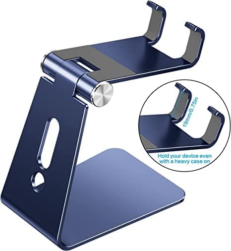 OMOTON Adjustable Cell Phone Stand, C2 Aluminum Desktop Phone Holder Dock Compatible with iPhone 15 14 13 Xs XR 8 Plus 7 6, Samsung Galaxy, Google Pixel, Android Phones, Navy Blue - color: Navy Blue