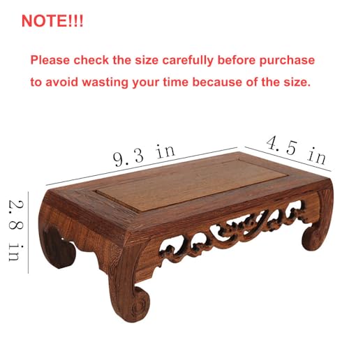GOLDY&WENDY Oriental Furniture Display Stand Wooden Rosewood Carved Base Rectangular Vase Plant Antique Pedestal - size: 9.3x4.5x2.8 in