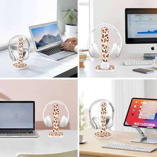 CameCosy Leopard Headphone Stand, Compatible with, Sturdy Acrylic Design, Multifunctional for Headphones & Cell Phone - color: leopard