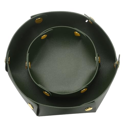 uxcell 2 Pcs Valet Tray for Women and Men, PU Leather Jewelry Tray Entryway Table Bedside Nightstand Catchall Storage Organizer for Jewelry Key Coin Watch Wallet (2 Size, Green) - color: Green