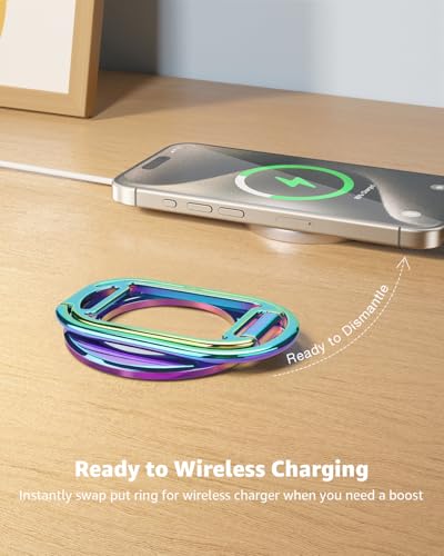 SUPERONE [2025 Upgraded] Mag Safe Phone Ring Holder, Adjustable Magnetic Kickstand & Removable Phone Grip Compatible with Wireless Charging Only for iPhone 17 & 16 & 15 & 14 & 13 Series (Colorful) - color: Colorful