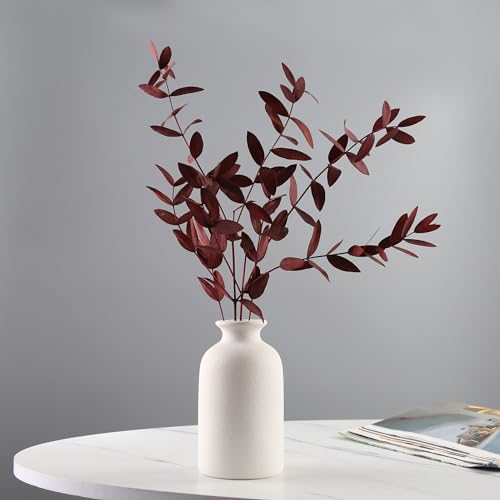 White Ceramic Small Vase, Dry Flower Vases Minimalism Style for Modern Table Shelf Home Decor, Fit for Fireplace Bedroom Kitchen Living Room Centerpieces Office Desk Gift(S White) - color: White, size: Small