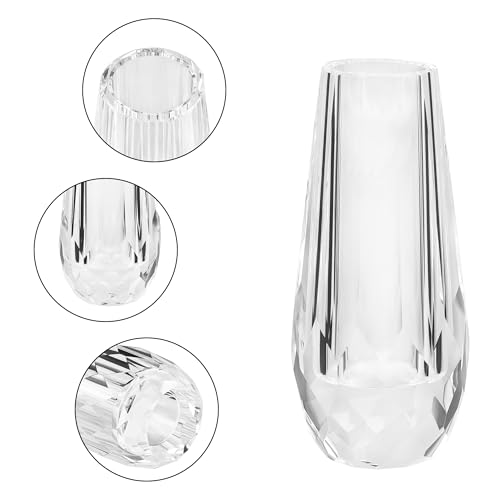 Crystal Flower Bud Vase Decorative Vase for Home or Dinner Table Outline Dimensions W3.1 x H7.1 with Gift Box - size: 8x18cm