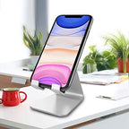 CreaDream Cell Phone Stand, Cradle, Holder,Aluminum Desktop Stand Compatible with Switch, All Smart Phone, iPhone 11 Pro Xs Max Xr X Se 8 7 6 6s Plus SE 5 5s-Silver - color: Silver
