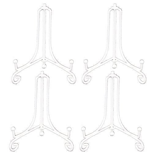 Artliving 4 Inch White Iron Small Plate Stand Holder, Picture Easel, Display Stand for Cookie, Photo,Placecard or at Weddings, Birthday Party(4 Pack) - size: 4 inch(4 pack)