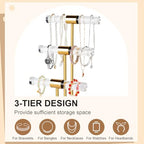 3-Tier Necklace Holder Bracelet Holder, Gold Acrylic Jewelry Display Stand Crystal T Bar Jewelry Organizer Gift for Women - style: 3-Tier 1pc
