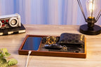 Shinpuru Wooden Valet Tray for Men, Nightstand Organizer with Leather Inlay, EDC Essentials Catchall Tray for Keys, Phone, Wallet, Watch, Earbuds - Bedside Desk Entryway Tray (Wood-Full) - color: Brown-F