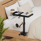 Snughome Clamp On Bedside Shelf for Bunk Bed - Adjustable Height Bedside Table Tray with Cup Holder & Cable Holes, Sturdy Nightstand Organizer Top Bunk Bed Accessories for College Dorm Apartment