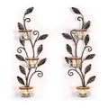 Sziqiqi Wall Sconces Candle Holder - Wall Candle Holder Black Tea Light Candle Sconce Vintage Wall Sconce Set of 2 for Living Room Wall Mount Candle Sconces for Bathroom Dining Room