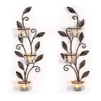 Sziqiqi Wall Sconces Candle Holder - Wall Candle Holder Black Tea Light Candle Sconce Vintage Wall Sconce Set of 2 for Living Room Wall Mount Candle Sconces for Bathroom Dining Room