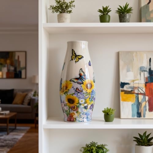 LED 3D Puzzle Vase, Unique Flower Vase Butterfly Floral, 152 Pieces 3D Puzzles Crafts for Adults DIY Unique Gifts Housewarming Christmas - color: Butterfly Blooms
