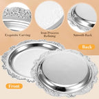 Cabilock Silver Iron Serving Tray, 7.87In Elegant Snack Serving Platter for Party Food Desserts and Jewelry Display, Multifunctional Decorative Tray for Entertaining