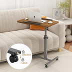Furist Laptop Lap Desk, Mobile Adjustable Overbed Bedside Table with Wheels, Portable Standing Bed Desk, Rolling lapdesk Lap desks for Adults with Casters& Mouse Pad - color: Light Walnut