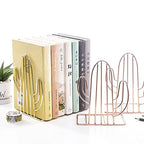 Geometric Bookends Metal Iron Book Ends Cactus Book Holder for Shelf Book Stand Heavy Duty Book Stopper Nonskid Bookend Book Organizer Binder Holder