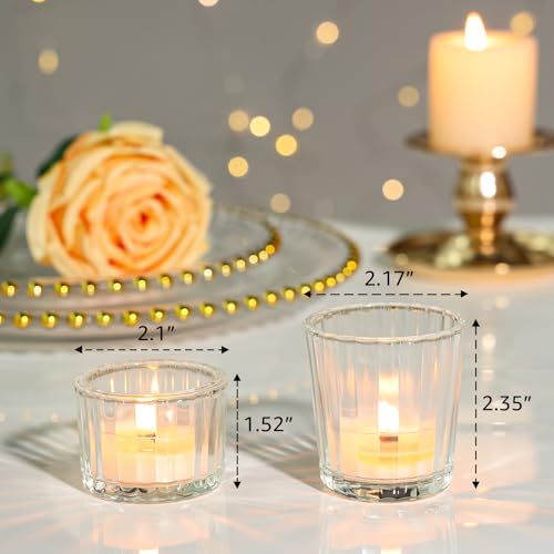 SUPMIND 24 Pcs Ribbed Clear Votive Candle Holders – Glass Tea Light Candle Holder for Weddings, Baby Showers, Home Decor, Party Centerpieces, and Table Decoration - color: Clear