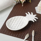 Chic Soap Dish, Pineapple Shape, Fluted Design, Decorative Ceramic Tray(White) - color: White