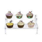 BYCY Acrylic Clear 2-Tier Riser Display Shelf for Figures, Desserts Holder, Collections Organizer and Cosmetic Items Shelf (12" x 6.9" x 4.25") - color: 2tier-clear