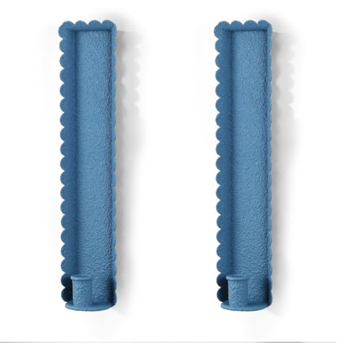 Blue Wall Candle Sconces Set of 2, Scalloped Edge Box-Shaped Cast Iron Farmhouse Church Holders for Taper Candles, Wall Mounted Rustic Candle Sconce for Living Room, Dining Room Decor - color: B-blue