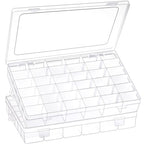 2 Pack 36 Grids Clear Plastic Organizer Box with Adjustable Dividers, Small Craft Organizers and Storage, Compartment Container for Bead, Nail, Jewelry, Art, DIY Crafts, Fishing Tackle, Small Items