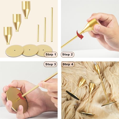 Matte Gold Candle Holders Bulk Painted Gold Metal Candlesticks Fit 0.8 Inch Taper Candles Decorative Metal Candelabra for Wedding Home Holiday Anniversary Party Dinning Table Decors (Set of 24) - size: 24 pcs