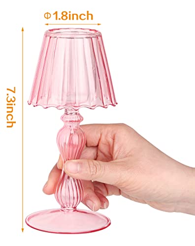 Gurfuy Desk Lamp Shaped Glass Candle Holder - Glass Hurricane Candleholder Crystal Decorative Candle Stand for Table Wedding Dinning Centerpieces Party Supplies Festival Decor Pink - color: Pink