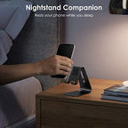 OMOTON Upgraded Aluminum Cell Phone Stand, C1 Durable Cellphone Dock with Protective Pads, Smart Stand Designed for iPhone 17 Air, 16/15/14/13 Pro Max XR XS, iPad mini, Android Phones, Black - color: Black
