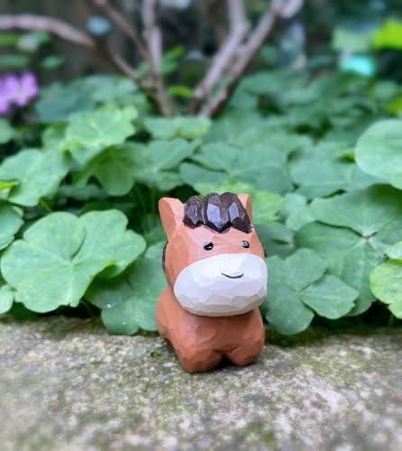 Hand Carved Small Horse Figurines Craft, Wooden Horse Figurine with Base, Cute Desktop Decor, Wooden Animal Statue Home Decor, Gifts for Family Classmates Teachers - color: Decor-horse