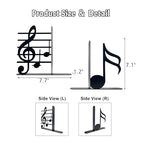 Ecqizer Music Themed Book Ends,Musical Note Bookend,Metal Bookend,Bookends Decorative,Home Decorative Bookends,Bookshelf Holder,Gifts for Music Lovers,Music Teacher and Women, Black
