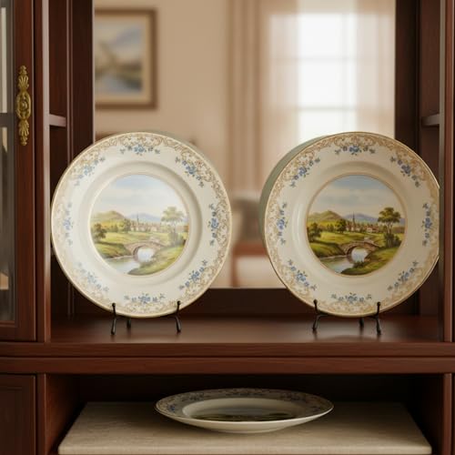 2 PCS Small Plate Stand, 4 Inch Anti-Slip Iron Plate Display Stand Black Iron Plates Stands for Display Upgraded Easel Displays Stands Photo Holder for Picture Frame, Decorative Plates, Collection