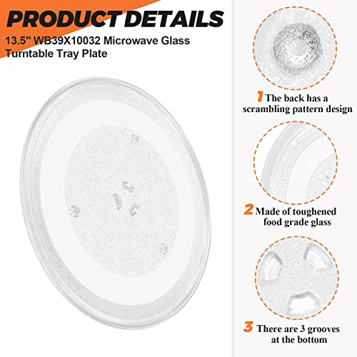 13.5" Microwave Glass Turntable Plate by Beaquicy - 13 1/2 Inches 5304509621 Glass Tray Fit for GE Hotpoint Microwave - Replace Microwave Glass Tray # WB39X10032 JVM3160DF1BB JVM3160DF1CC JVM3160DF1WW - size: 13.5"