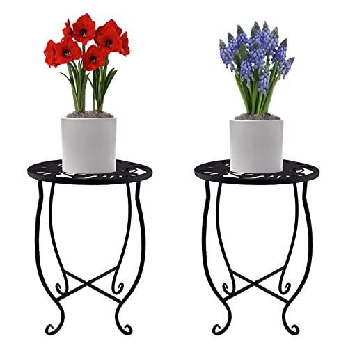TLBTEK 2 pcs 10 inch Round Indoor Planter Stand,Metal Plant Stands Outdoor ,Modern Flower Pot Stand Holder Rack Display for Home,Kitchen,Patio,Garden, Corner, Balcony and Bedroom