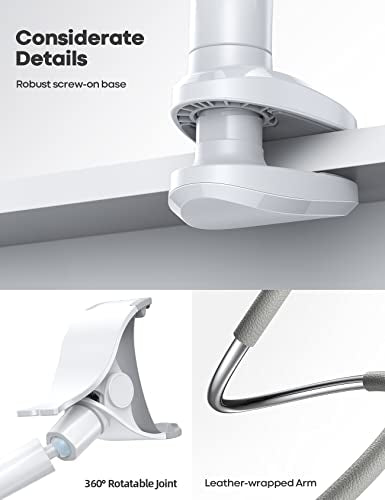 Lamicall Phone Holder Bed Gooseneck Mount, Cell Phone Clamp Clip for Desk, Flexible Long Arm Headboard Bedside Lazy Bracket, Overhead Table Stand Grey - color: Grey