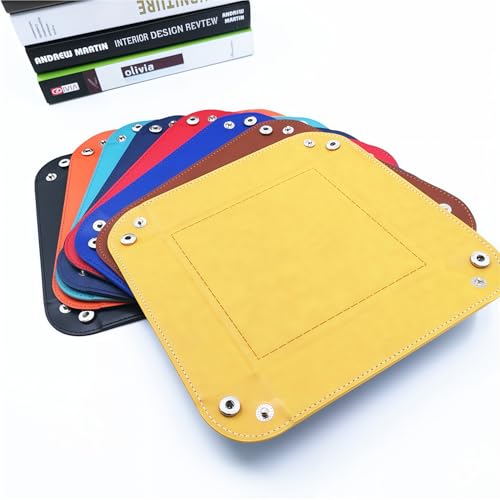 siduater Valet Tray Desktop Storage Organizer – Vegan Leather Catchall Tray Bedside Vanity Tray Nightstand Caddy Holder for Remote Controller, Watch, Keys, Phone, Wallet, Coin, Jewelry, Yellow - color: Yellow