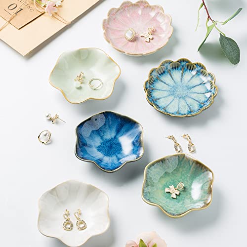 Jewelry Dish Tray, Ring Dish, Ceramic Trinket Tray, Key Bowl, Decorative Plate, for Friends Sisters Daughter Mother (Starry Blue) - color: Starry Blue