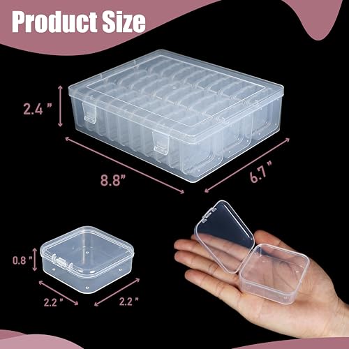 CGCG 2 Sets 8.8 x 6.7 inch Plastic Organizer Box with Lid, 62 Pcs Clear Storage Containers, Mini Case for Earring, Jewelry, Beads, Craft, Nail, Screws, Seeds, Small Parts, Bracelet Making DIY