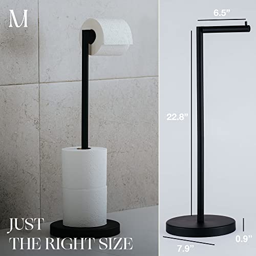 Marmolux Acc - Free Standing Toilet Paper Holder 1pc - Bathroom Storage for 4 Rolls of Tissue Modern Stainless Steel Matte Black Toilet Paper Holder. - Tp Holder Stand - color: Matte Black
