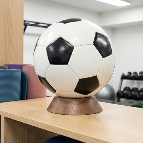 JUXYES Wooden Sphere Holder Display Stand, 3 Pack Large Wood Sport Ball Stand, Simple Round Display Easel Stands for Soccer Ball, Footballs, Baseball, Tolleyball, Basketball, Rugby - size: L - 3 PCS