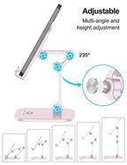 OCYCLONE Phone Stand, Adjustable Height and Angle Foldable Cell Phone Stand Holder for Desk, Taller iPhone Stand Compatible with 4.7"-13" Smartphones iPad Tablet, Pink - color: Pink
