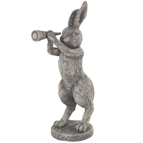 Deco 79 Polystone Rabbit Textured Sculpture with Telescope, 8" x 12" x 22", Gray - size: 8" x 12" x 22"