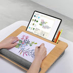 Portable Lap Desk Laptop Desk Tray with Cushion, Laptop Pad Bed Tray, Adjustable Angle Portable,for Home Sofa, Bed, Couch and car. Cushioned Lap Desk Tray Bamboo - size: 12.6" x 16.8" Angle Adjust