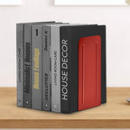 Acrimet Metal Bookends, Jumbo Size 9" H x 4" W x 4-1/2" D, Non-Skid Book Stand for Shelves, Heavy Duty Book Stopper, Red, 1 Pair - color: Red