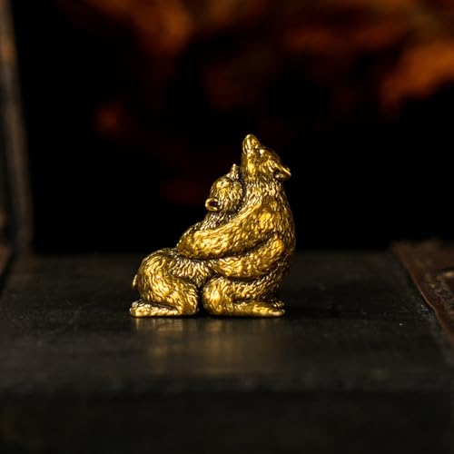 CHOVY Vintage Brass Bear Figurines Set - 3 Romantic Poses in Solid Brass, Collectible Couple Sculptures, Handmade Desk Art for Home Office & Unique Gift for Bear Lovers - Hug - color: Couple Bears Hug