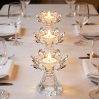 1 PC Silver Crystal Flower Tea Light Holder, Glass Lotus Tealight Candlestick, Votive Candle for Table Centerpiece, Wedding Party Decor, Nice Gift