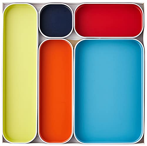 Three by Three Metal Organizer Tray | Shallow 1 Inch | Assorted Colors | For Makeup & Desk | Set of 5, Pack of 6 - color: Assorted Colors, size: 30 Piece