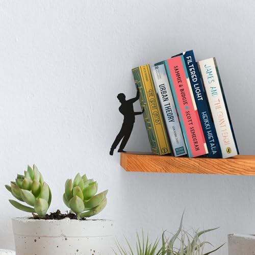 Artori Design Book Ends to Hold Books Heavy Duty - Hidden Metal Bookends for Shelves Desk or countertop - Bookend Book Holder for Home Decorative - Gift for Book Lovers and Home Decor (Cliffhanger) - color: E - Cliffhanger (Black)