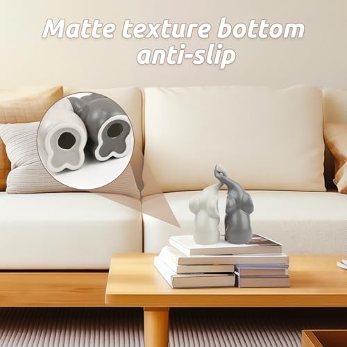QINJIEJIE Elephant Statue Elephant Figurines Loving Gifts for Women Couples Ivory Wedding Anniversary Modern Ceramic Elephants Sculpture Lucky Elephants Ornament in Love - color: Beige & Grey