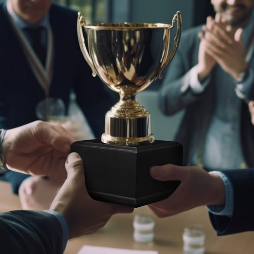 Chunful Wood Base Trophy Base DIY Square Stand Blank for Trophies Awards Trophies Figurines Cups Display Stand - color: Black, size: 4.5" X 4.5" X 2.5"